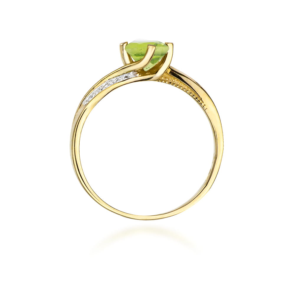 Inel Aur 9K cu Peridot 0.60 ct si Diamante Naturale 0.05 ct