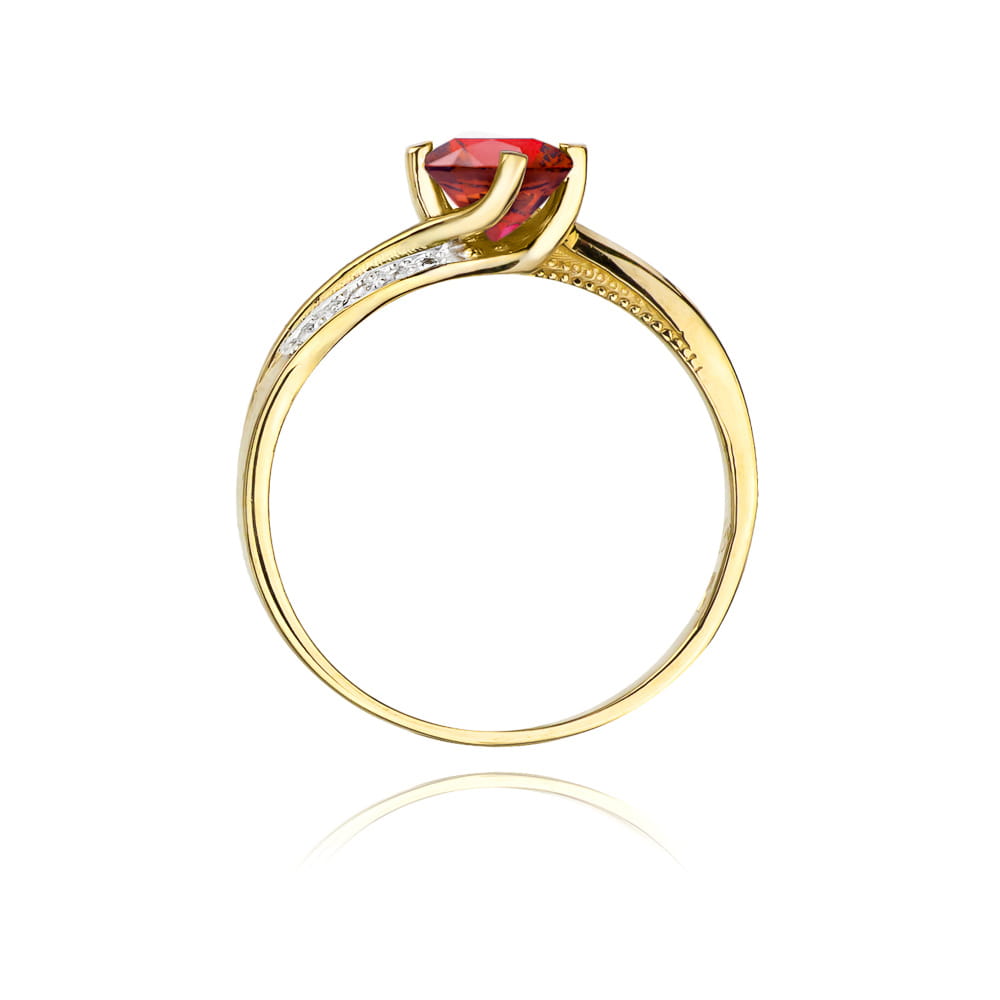 Inel Aur 9K cu Rubin 0.60 ct si Diamante Naturale 0.05 ct