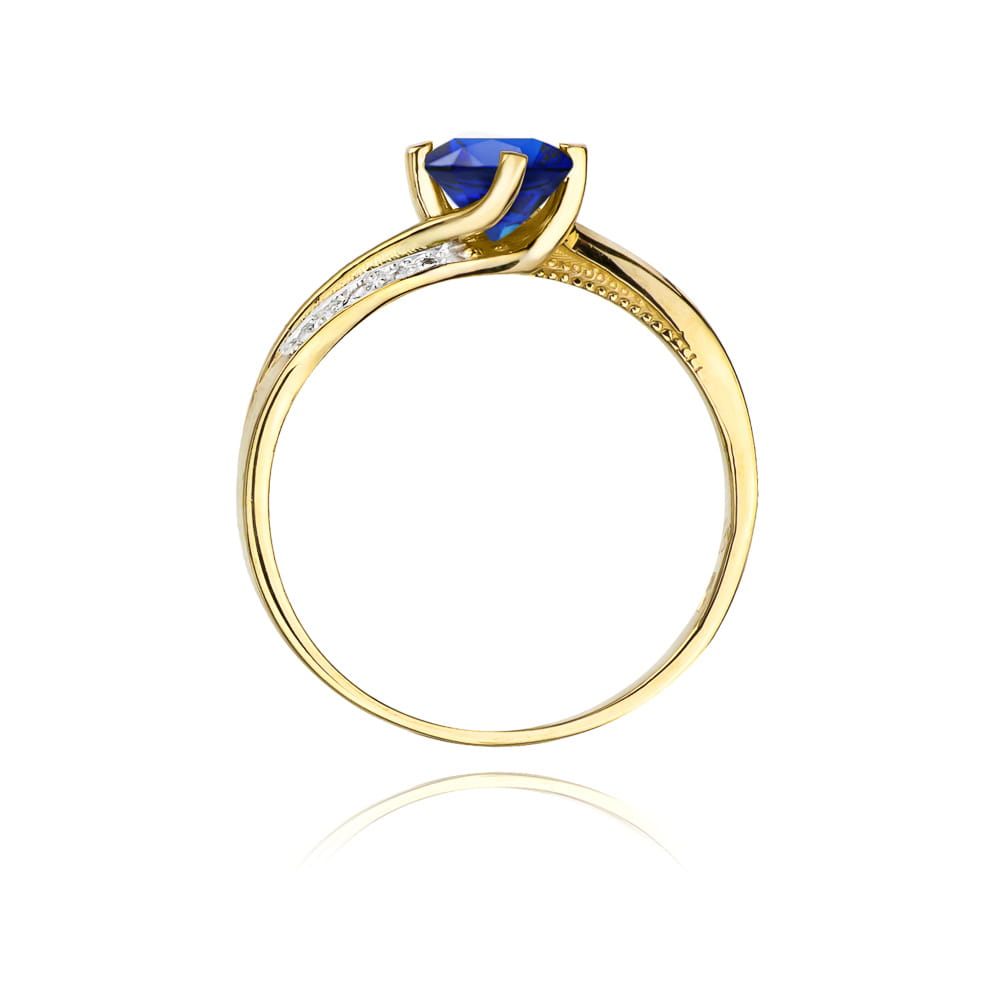 Inel Aur 9K cu Safir 0.50 ct si Diamante Naturale 0.05 ct