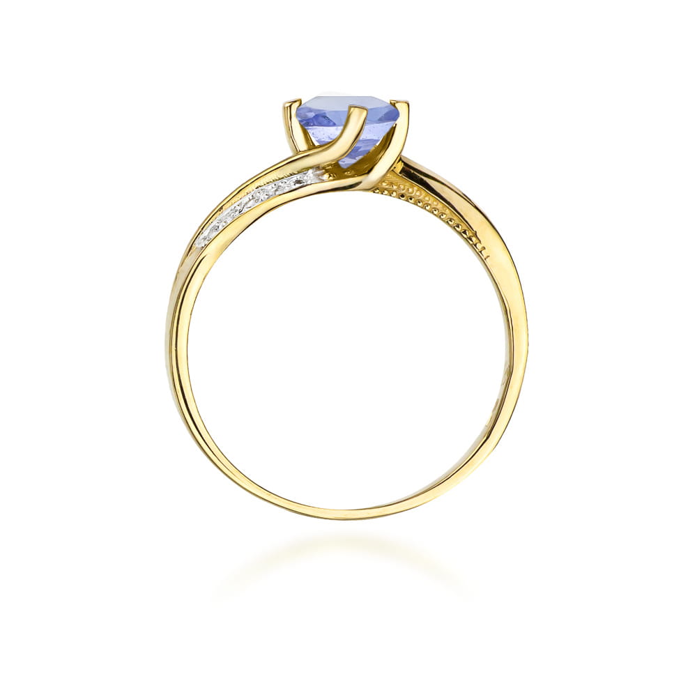 Inel Aur 9K cu Tanzanit 0.50 ct si Diamante Naturale 0.05 ct