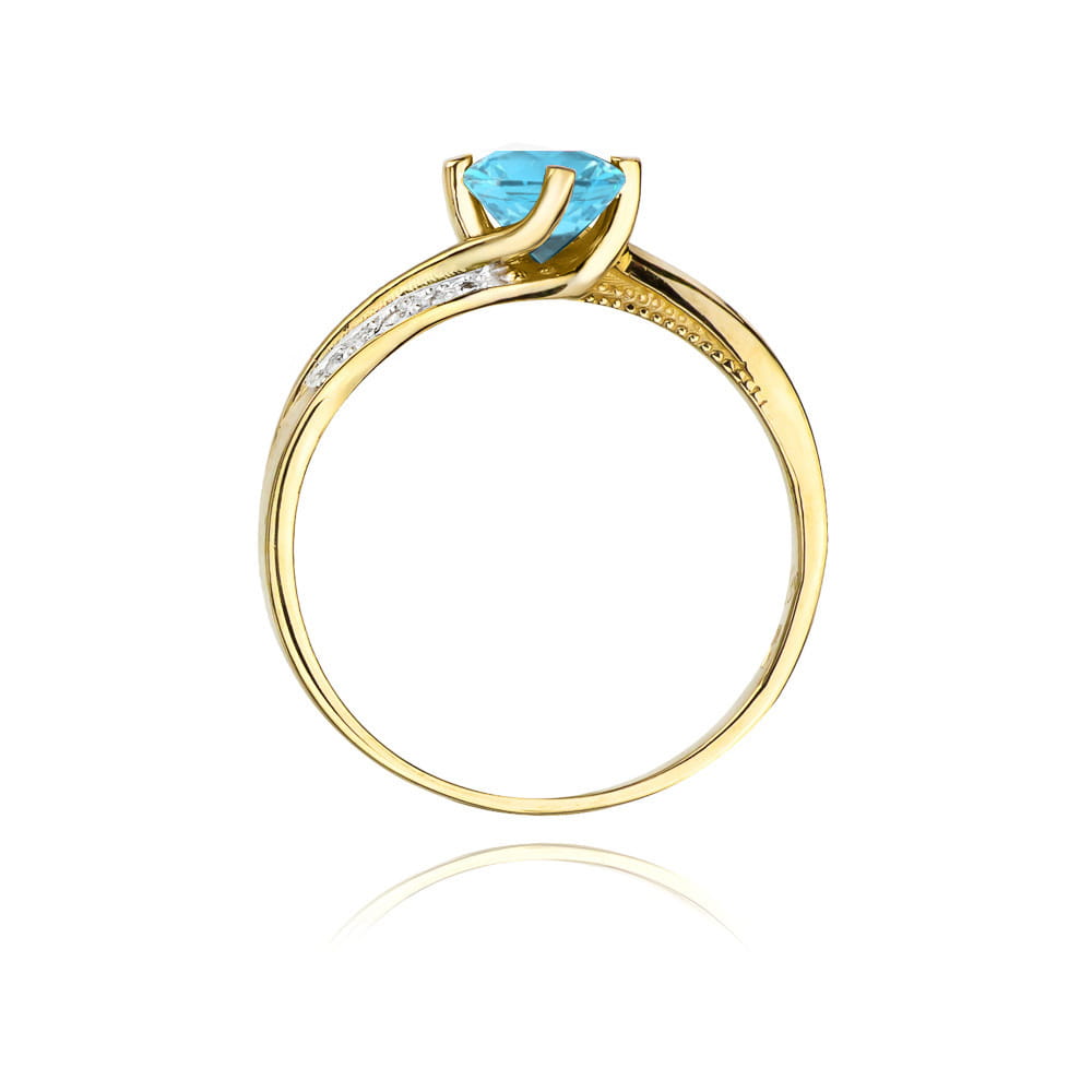 Inel Aur 9K cu Topaz Swiss 0.50 ct si Diamante Naturale 0.05 ct