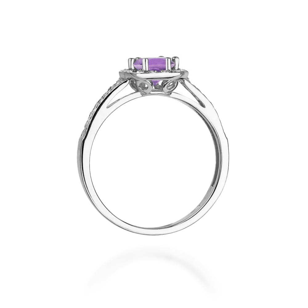 Inel Aur 9K cu Ametist 0.50 ct si Diamante Naturale 0.20 ct