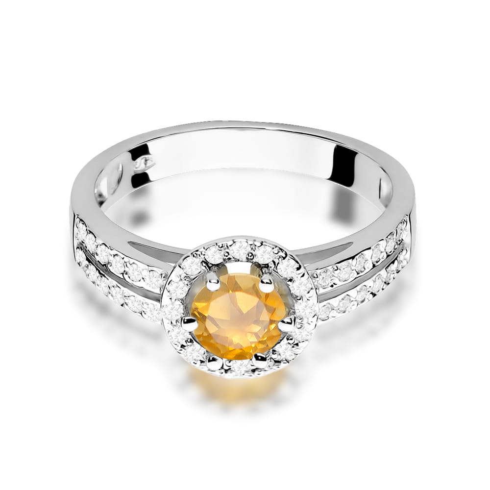 Inel Aur 9K cu Citrin 0.50 ct si Diamante Naturale 0.20 ct
