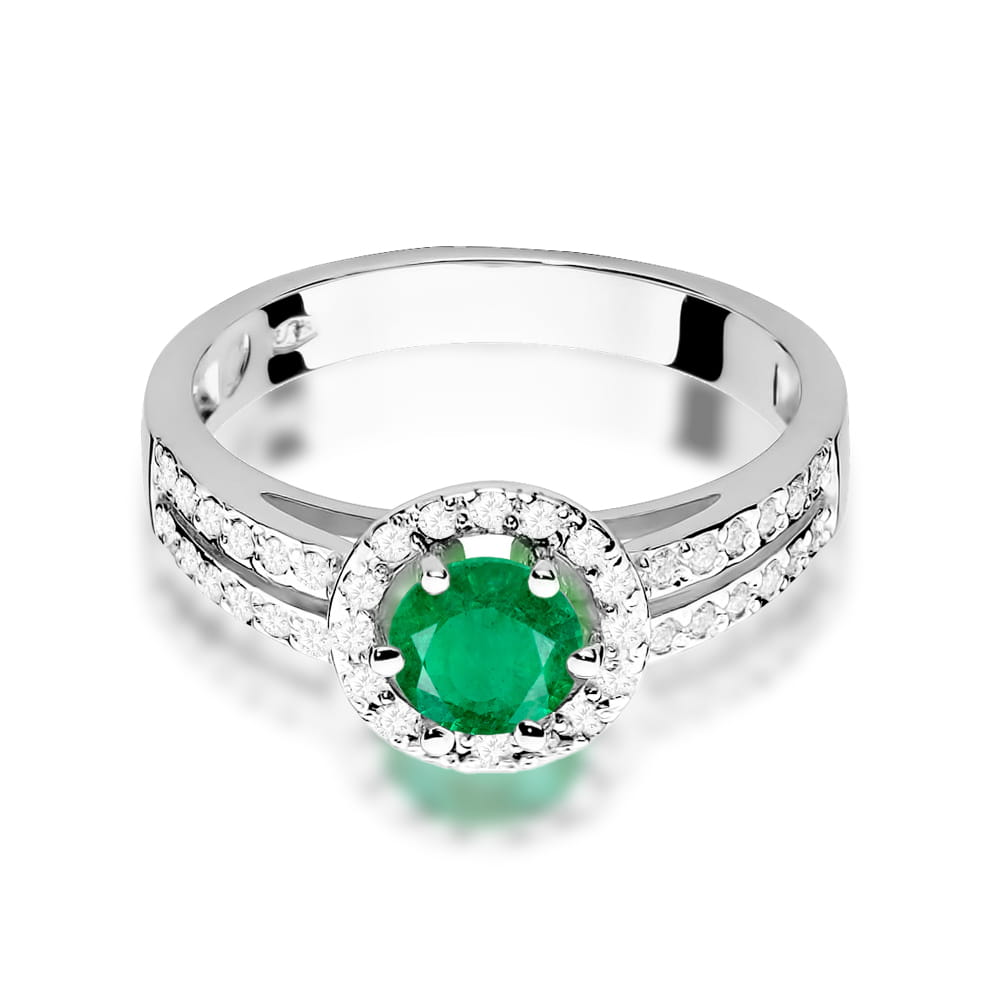Inel Aur 9K cu Smarald 0.50 ct si Diamante Naturale 0.20 ct