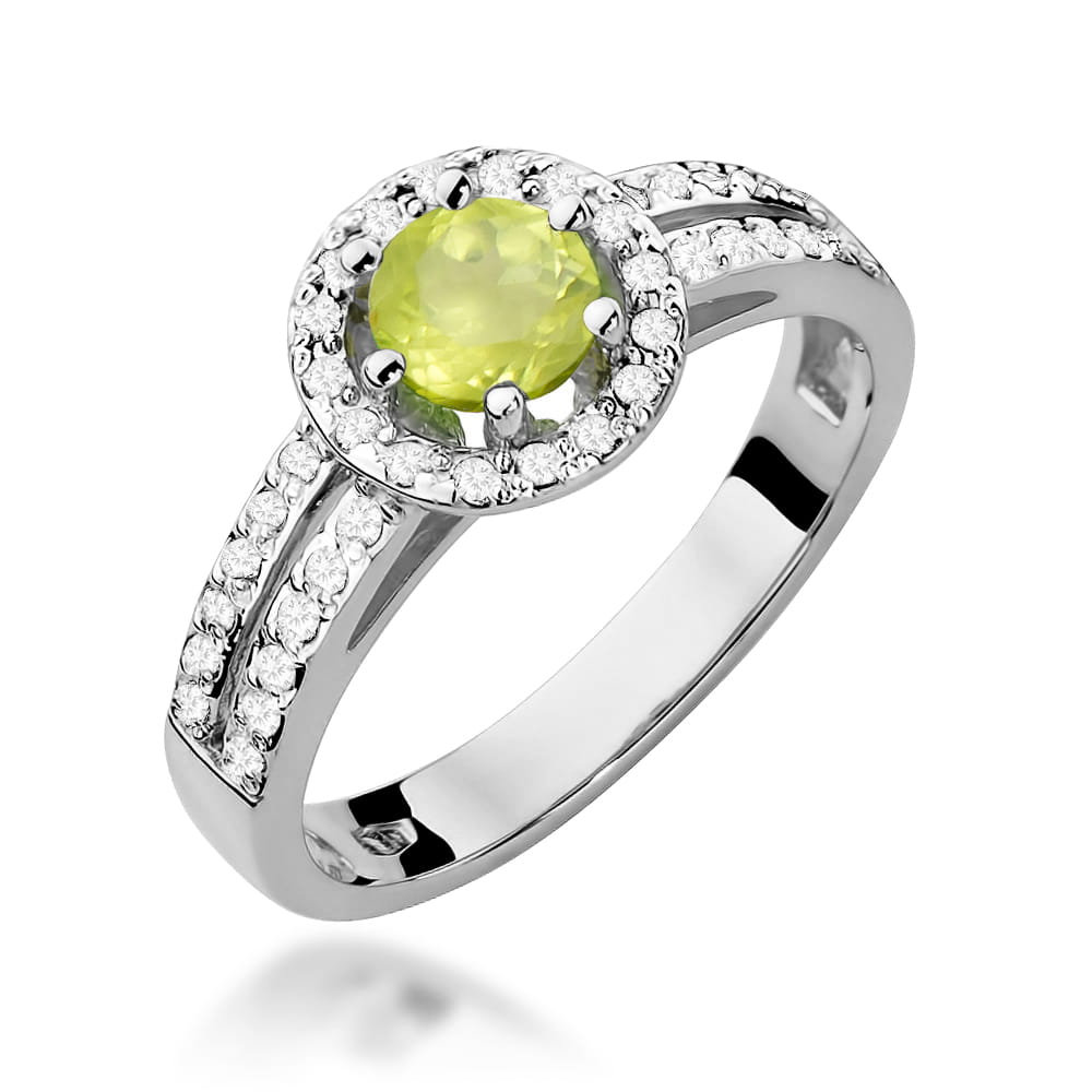 Inel Aur 9K cu Peridot 0.60 ct si Diamante Naturale 0.20 ct