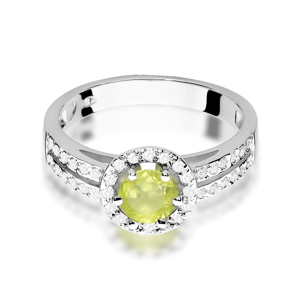 Inel Aur 9K cu Peridot 0.60 ct si Diamante Naturale 0.20 ct
