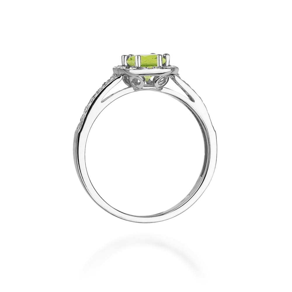 Inel Aur 9K cu Peridot 0.60 ct si Diamante Naturale 0.20 ct