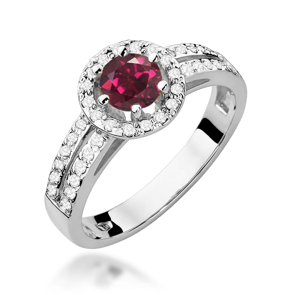Inel Aur 9K cu Rhodolite 0.60 ct si Diamante Naturale 0.20 ct