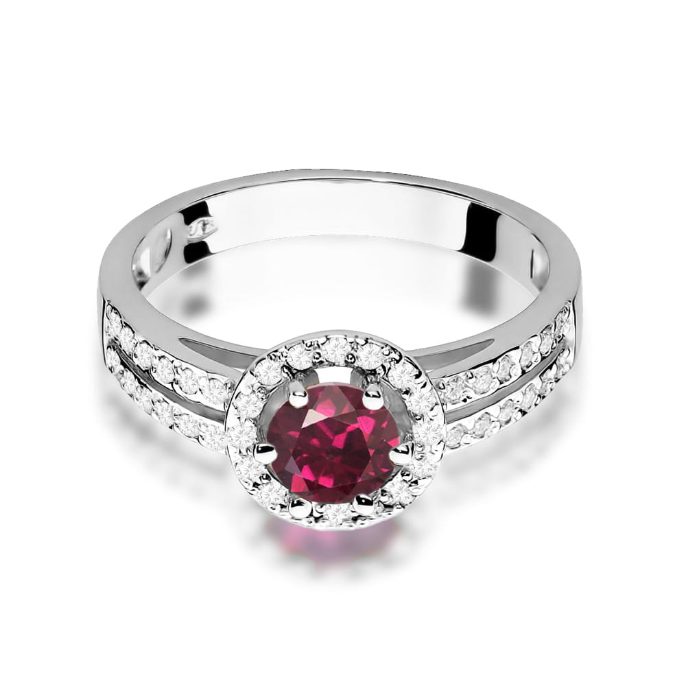 Inel Aur 9K cu Rhodolite 0.60 ct si Diamante Naturale 0.20 ct