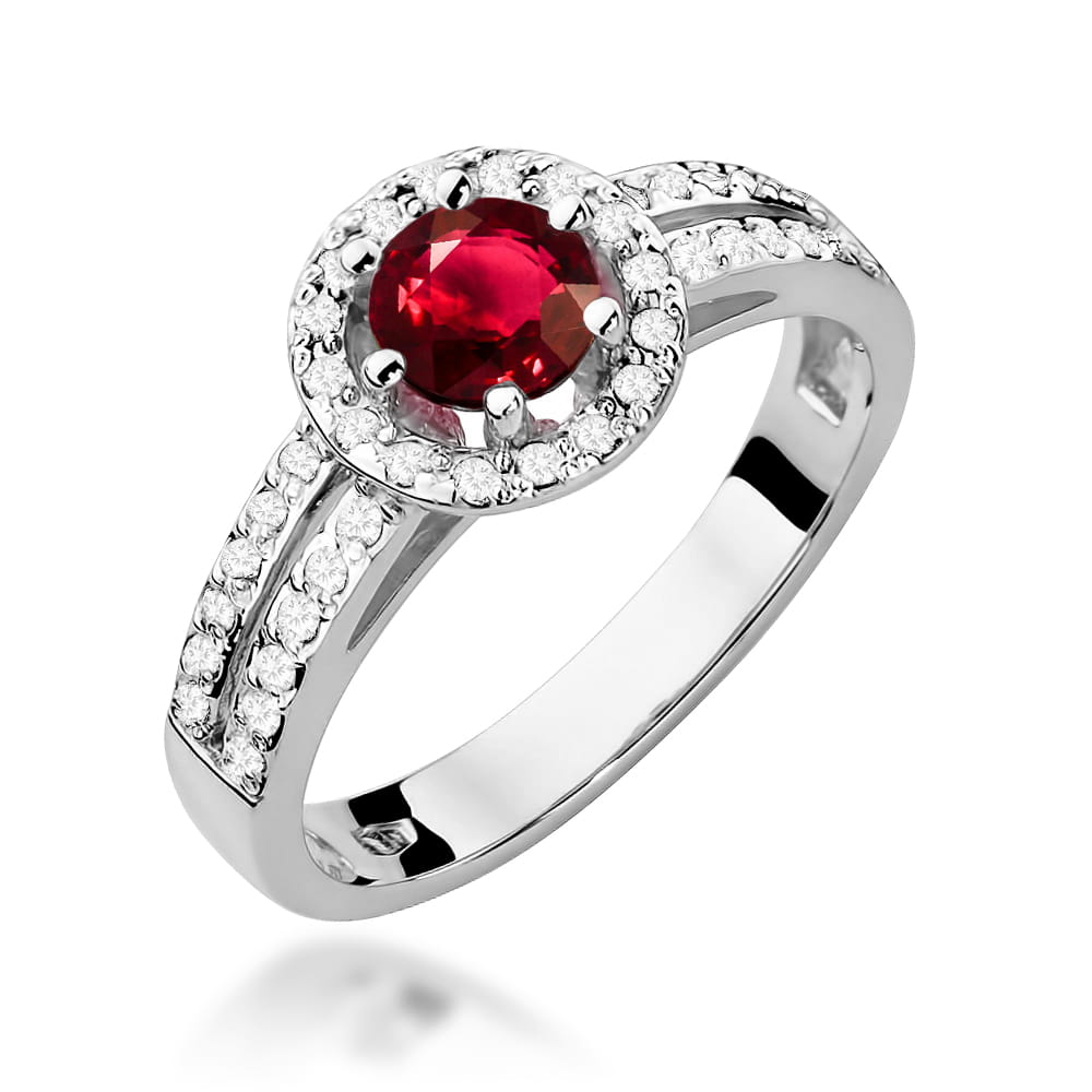 Inel Aur 9K cu Rubin 0.60 ct si Diamante Naturale 0.20 ct