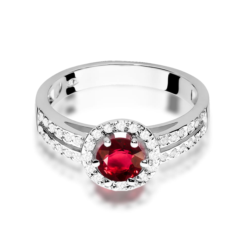 Inel Aur 9K cu Rubin 0.60 ct si Diamante Naturale 0.20 ct