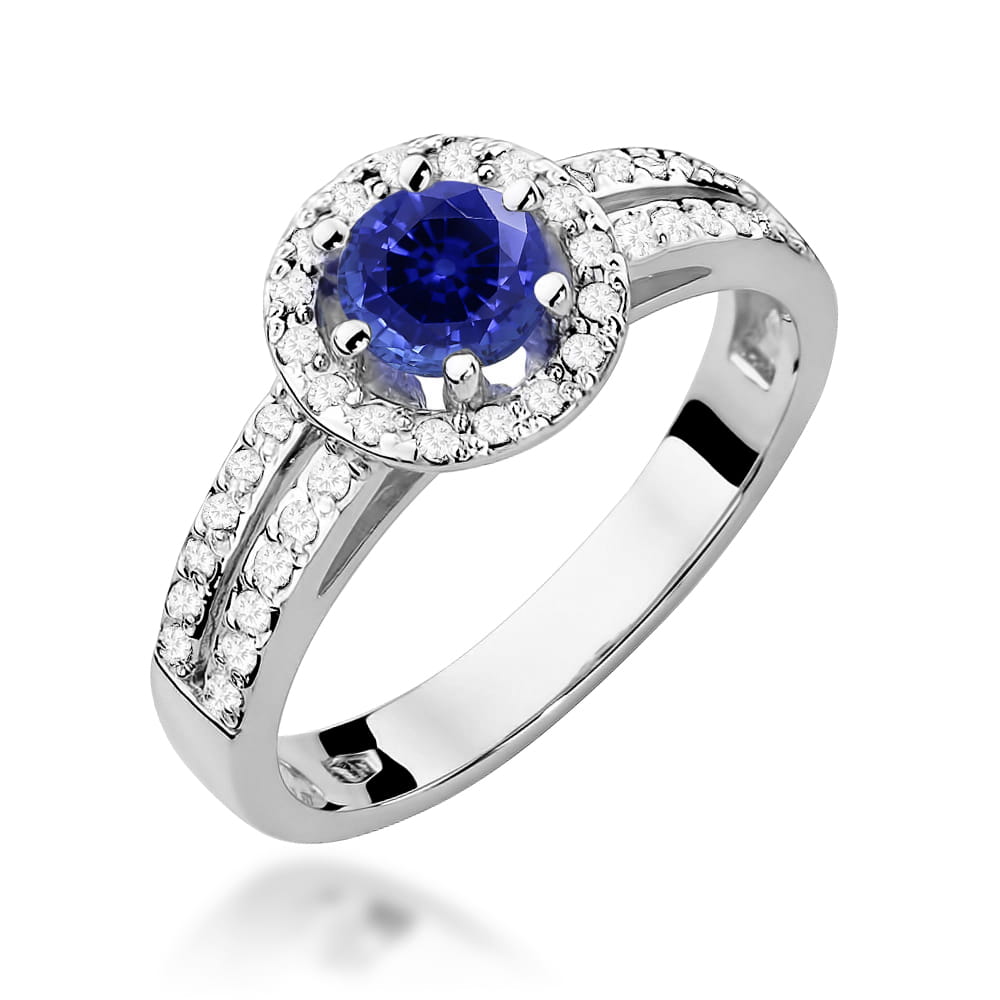 Inel Aur 9K cu Safir 0.50 ct si Diamante Naturale 0.20 ct