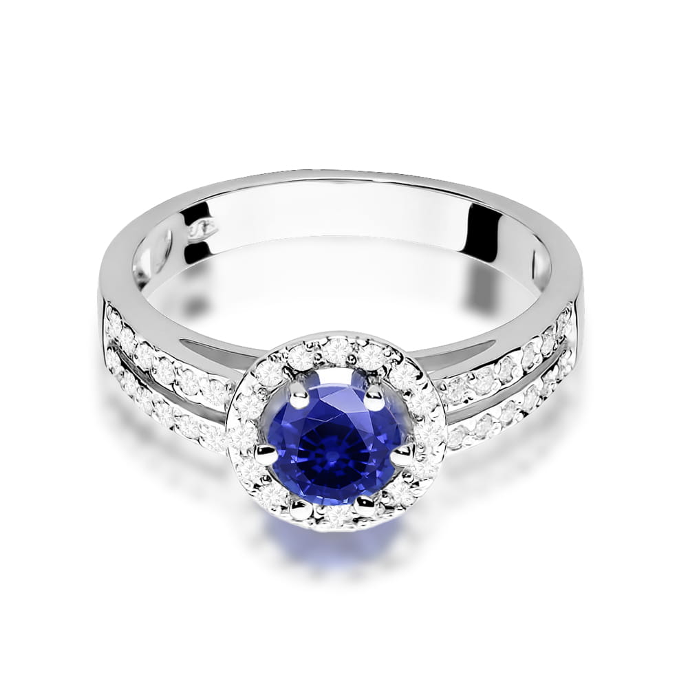 Inel Aur 9K cu Safir 0.50 ct si Diamante Naturale 0.20 ct