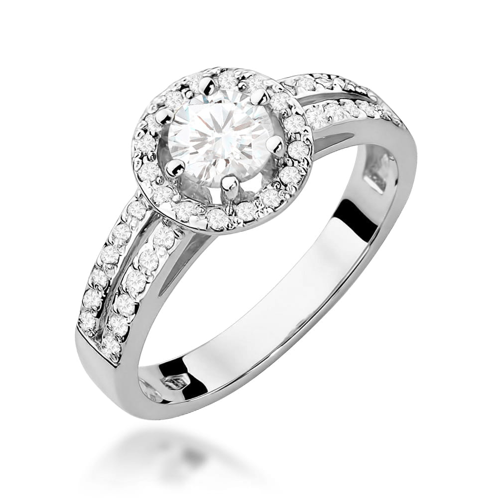 Inel Aur 9K cu Safir Alb 0.60 ct si Diamante Naturale 0.20 ct