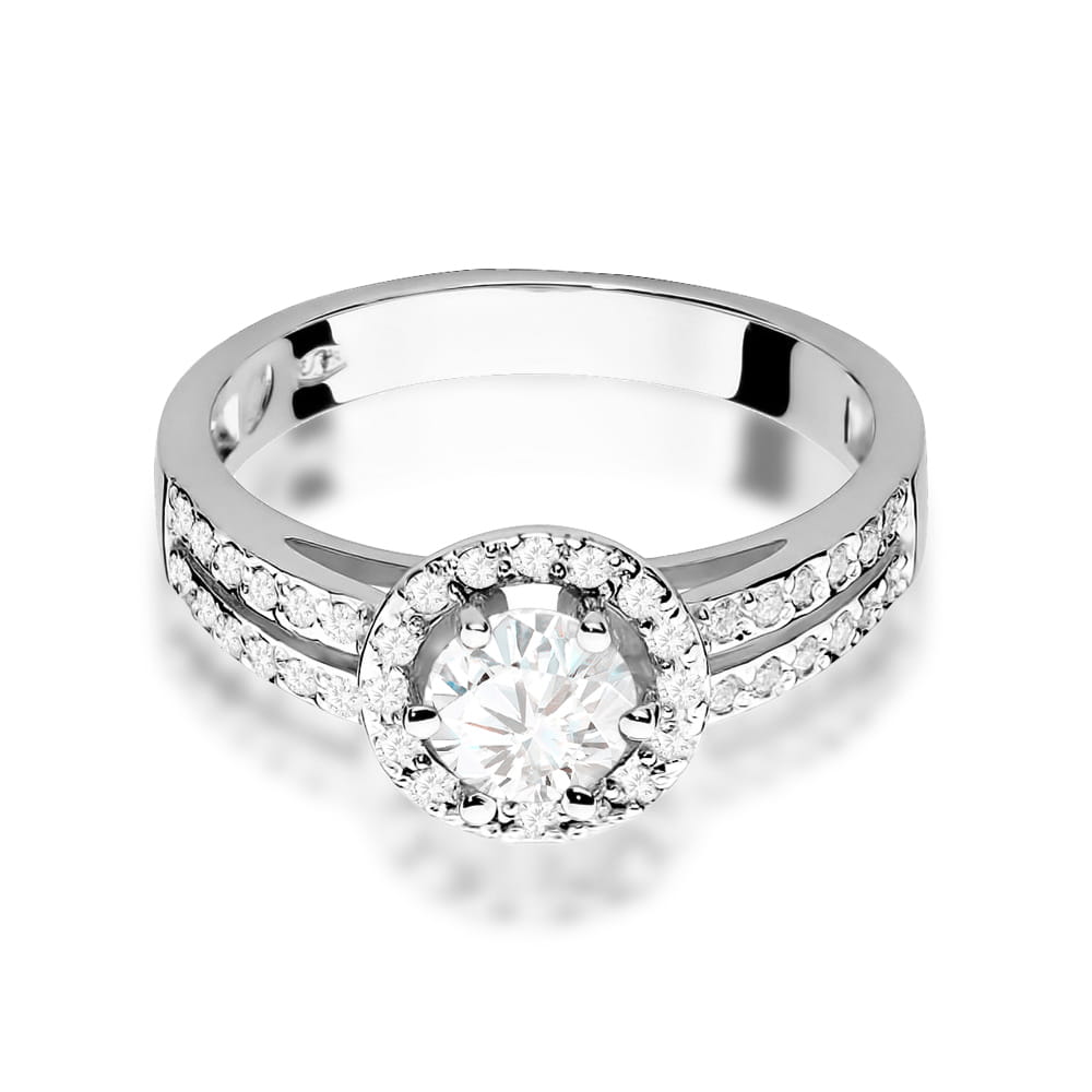 Inel Aur 9K cu Safir Alb 0.60 ct si Diamante Naturale 0.20 ct