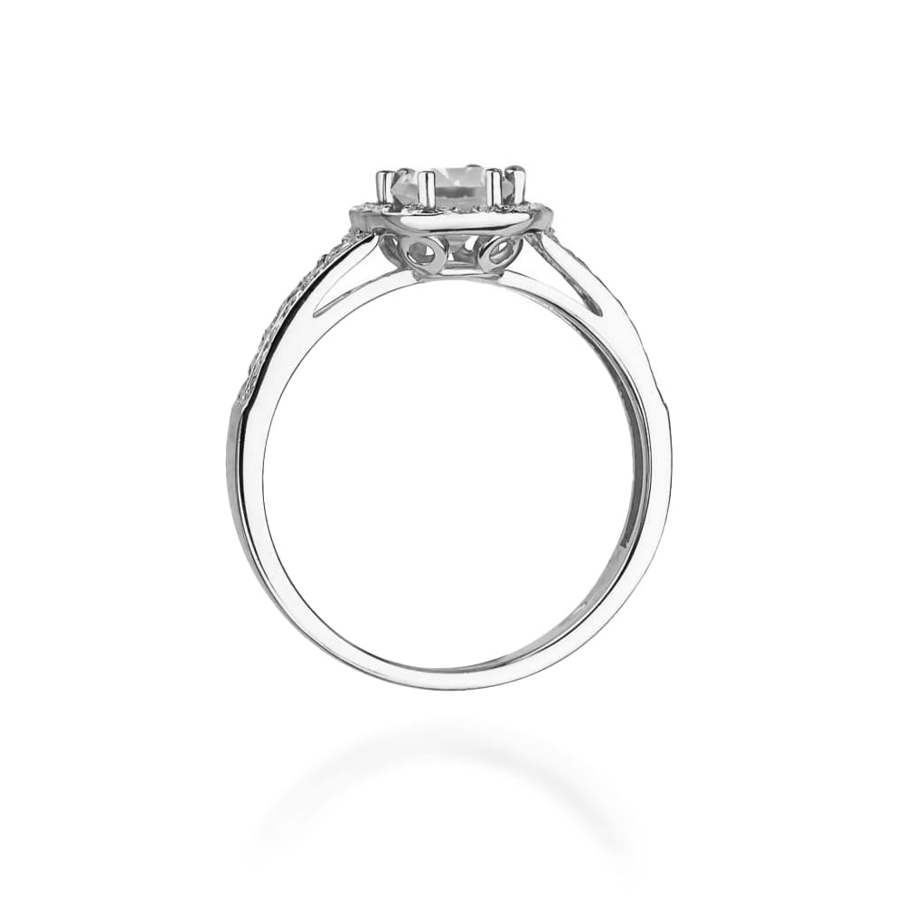 Inel Aur 9K cu Safir Alb 0.60 ct si Diamante Naturale 0.20 ct