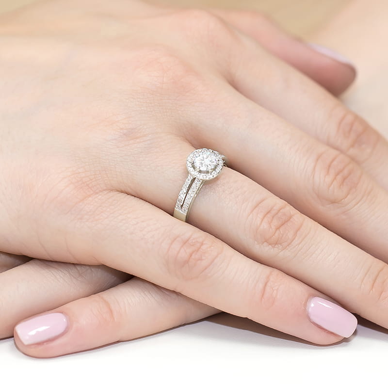 Inel Aur 9K cu Safir Alb 0.60 ct si Diamante Naturale 0.20 ct