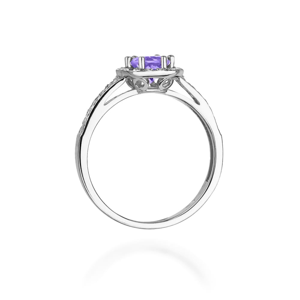 Inel Aur 9K cu Tanzanit 0.50 ct si Diamante Naturale 0.20 ct