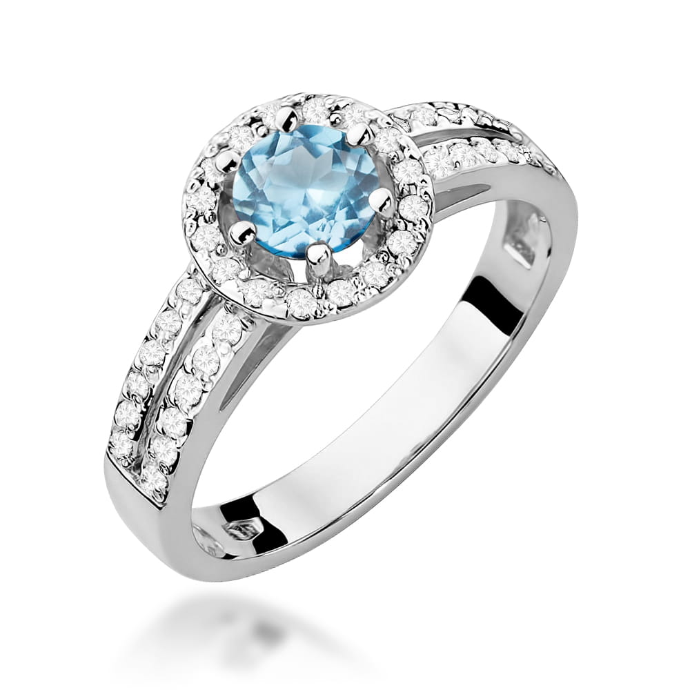 Inel Aur 9K cu Topaz Swiss 0.50 ct si Diamante Naturale 0.20 ct