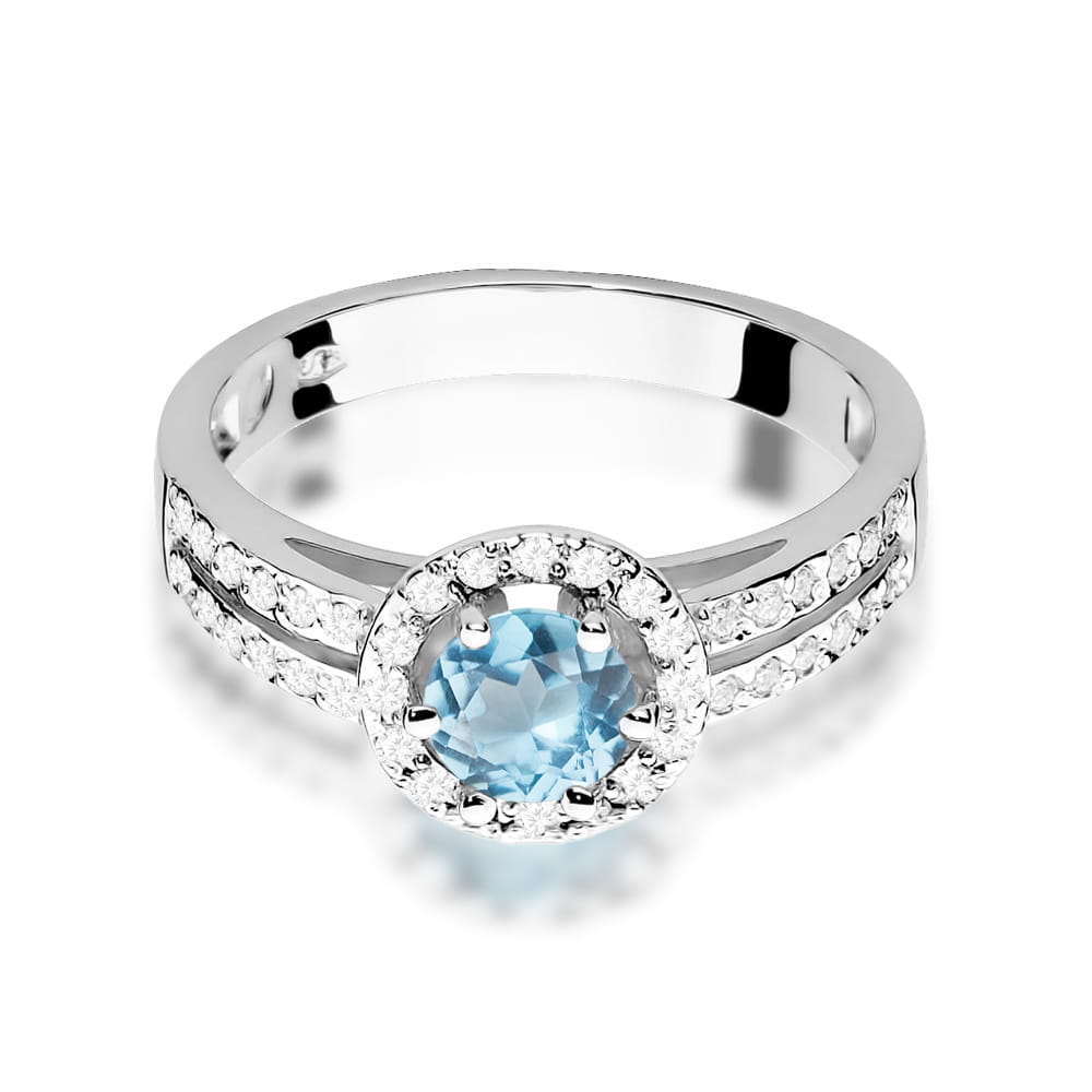 Inel Aur 9K cu Topaz Swiss 0.50 ct si Diamante Naturale 0.20 ct