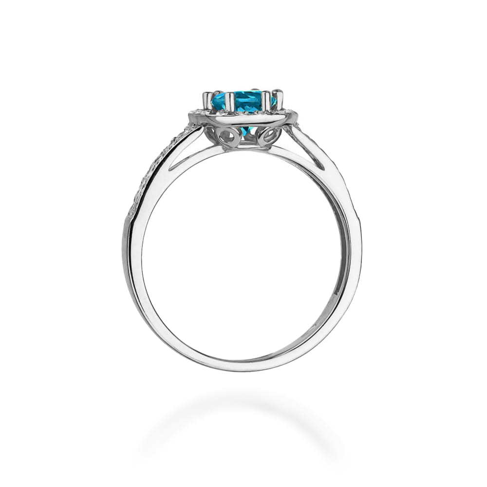 Inel Aur 9K cu Topaz London Blue 0.50 ct si Diamante Naturale 0.20 ct