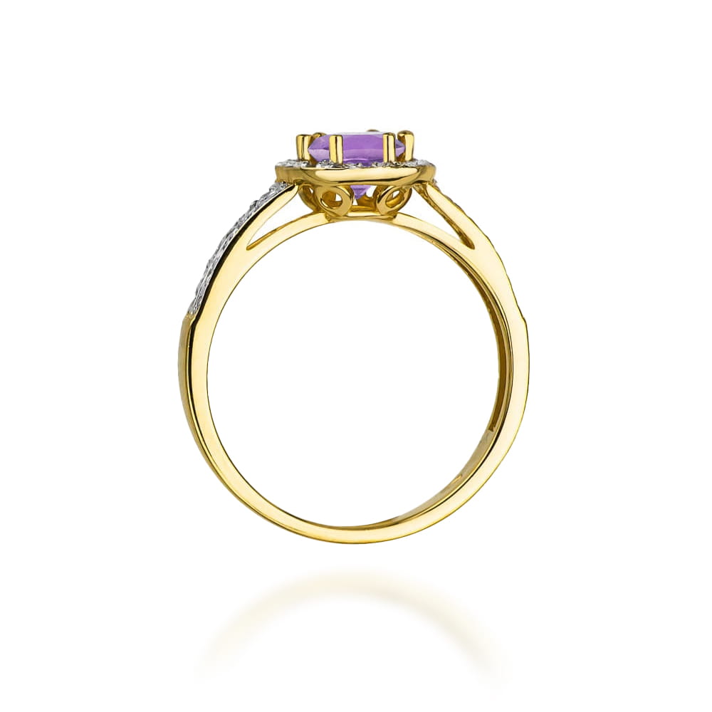 Inel Aur 9K cu Ametist 0.50 ct si Diamante Naturale 0.20 ct
