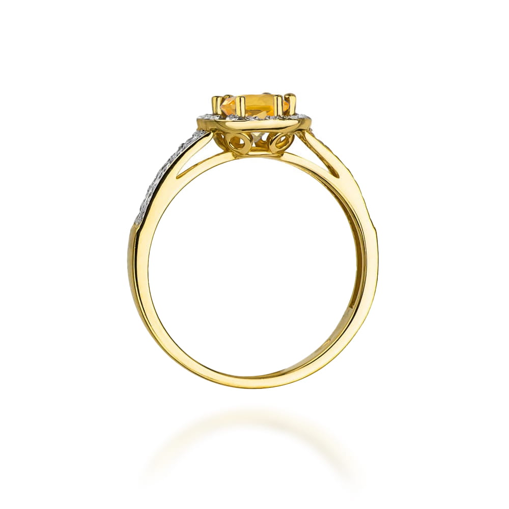 Inel Aur 9K cu Citrin 0.50 ct si Diamante Naturale 0.20 ct