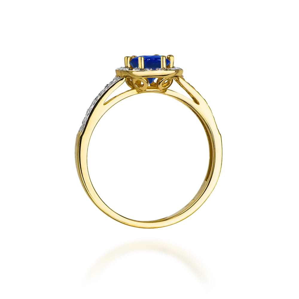 Inel Aur 9K cu Safir 0.50 ct si Diamante Naturale 0.20 ct