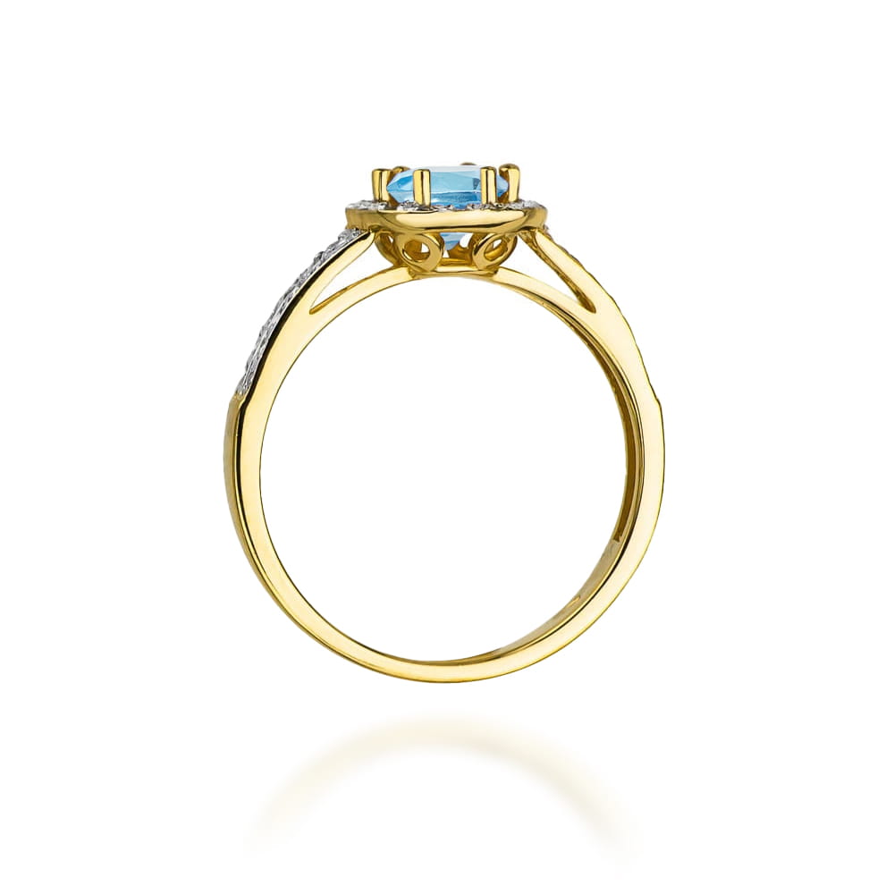 Inel Aur 9K cu Topaz Swiss 0.50 ct si Diamante Naturale 0.20 ct