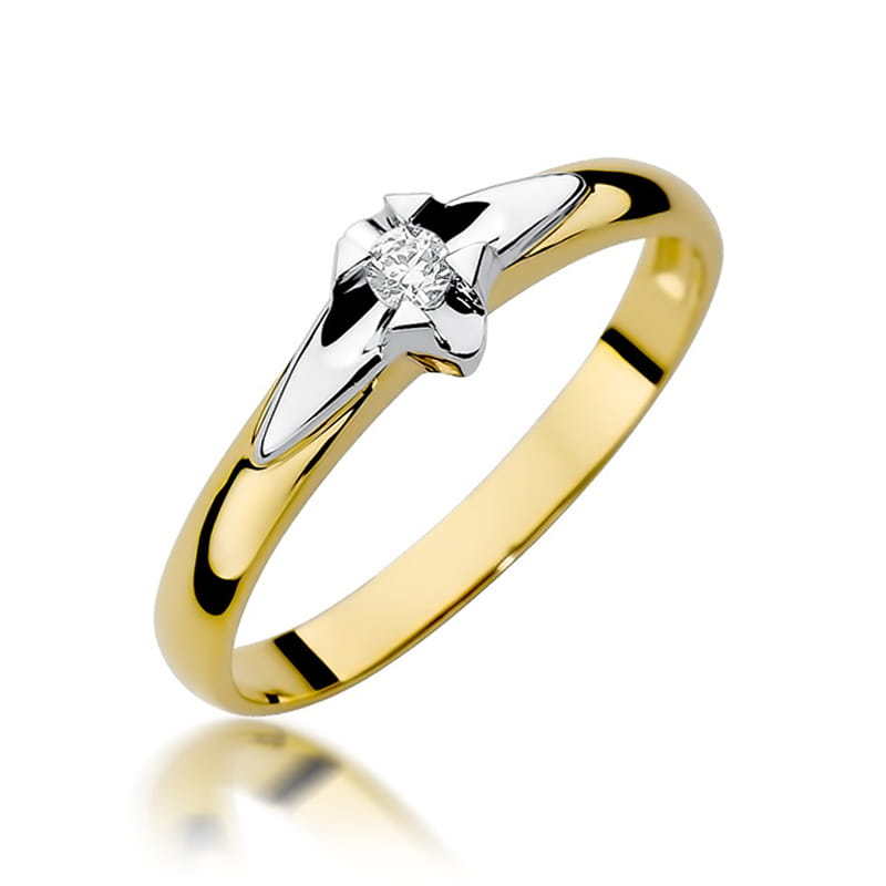 Inel Aur 9K cu Diamant Natural 0.04 ct