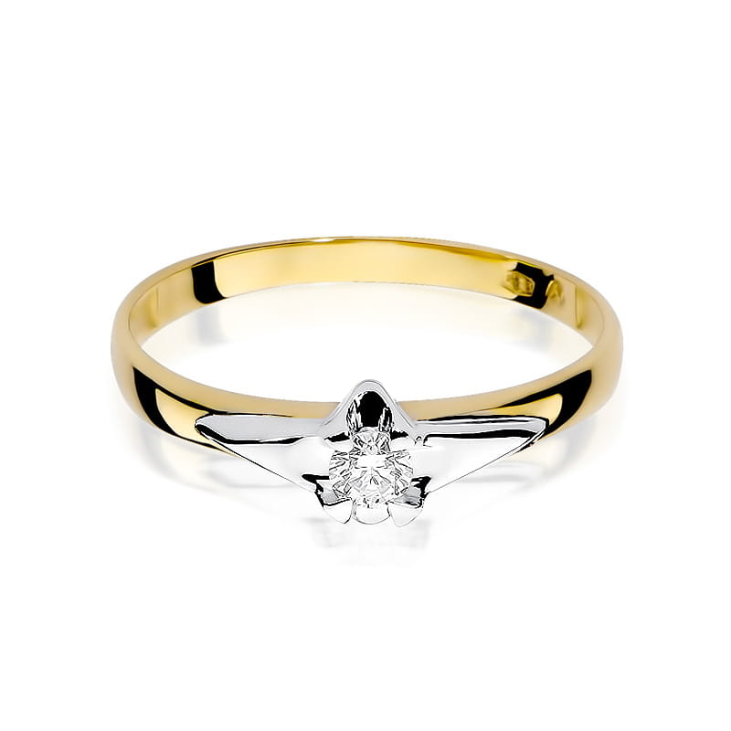 Inel Aur 9K cu Diamant Natural 0.12 ct