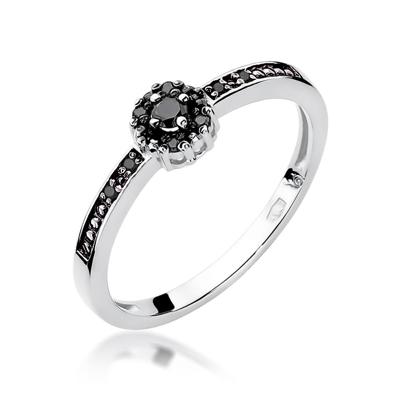 Inel Aur 9K cu Diamante Naturale Negre 0.09 ct