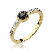 Inel Aur 9K cu Diamante Naturale Albe si Negre 0.09 ct