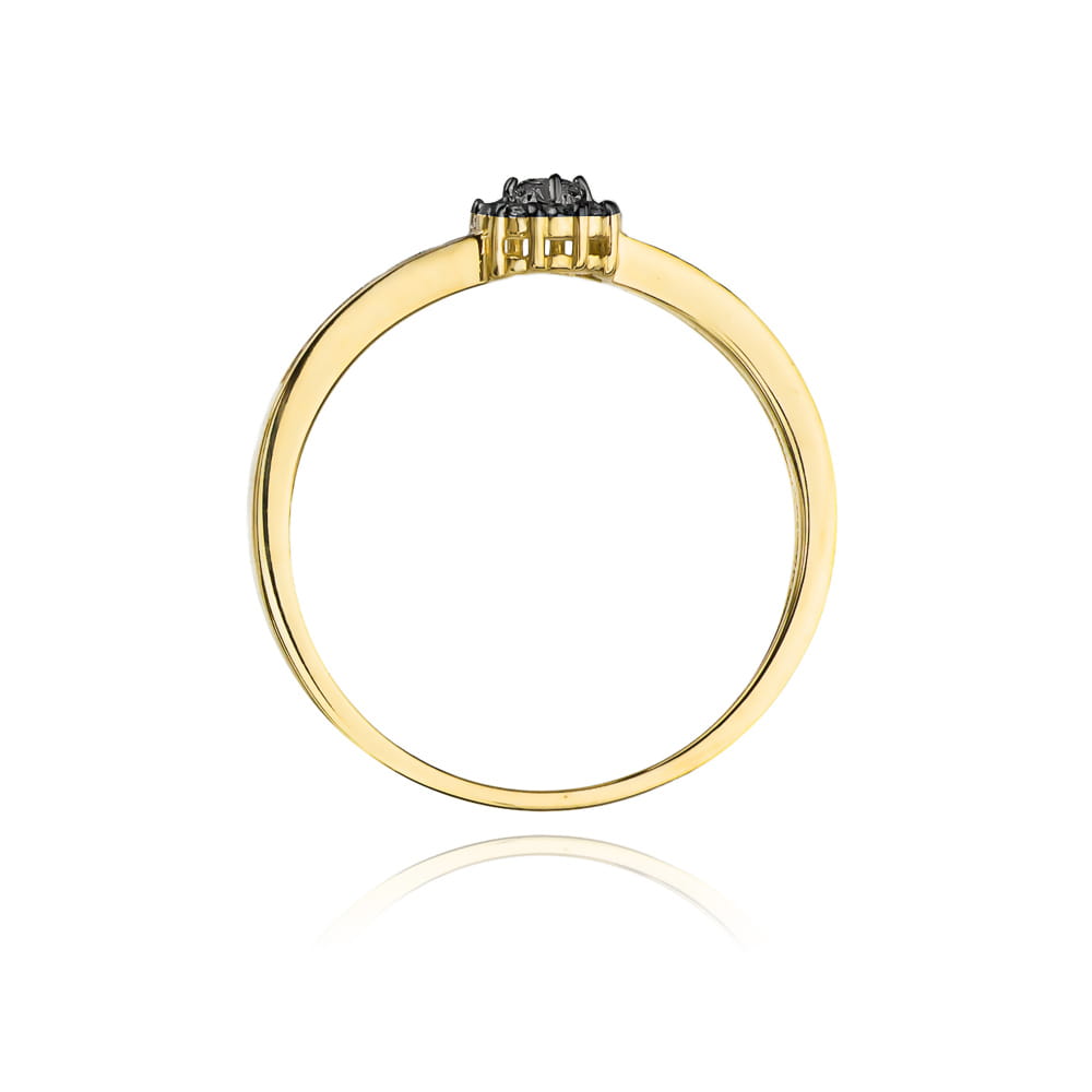 Inel Aur 9K cu Diamante Naturale Albe si Negre 0.09 ct