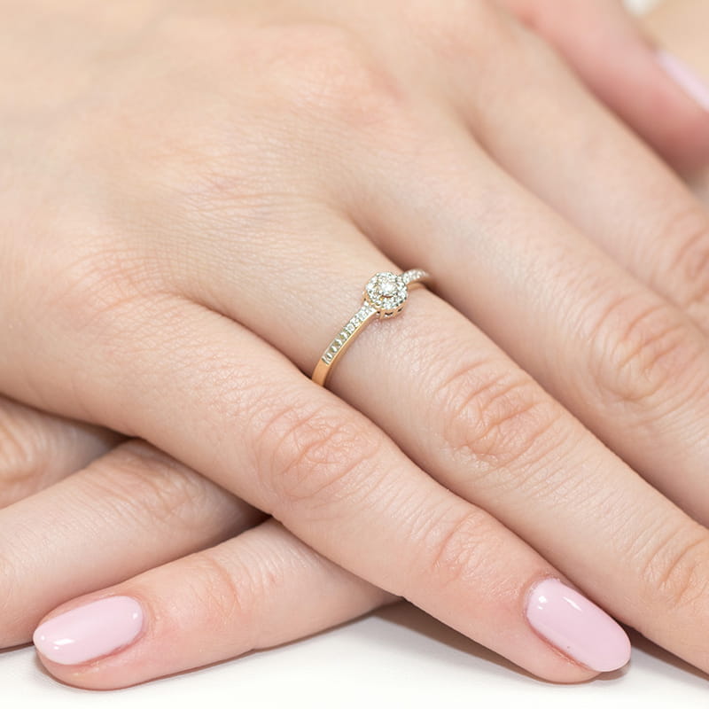 Inel Aur 9K cu Diamante Naturale 0.09 ct