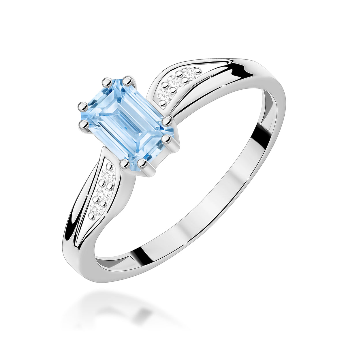 Inel Aur 14K cu Diamante Albastru de Laborator 0.53 ct