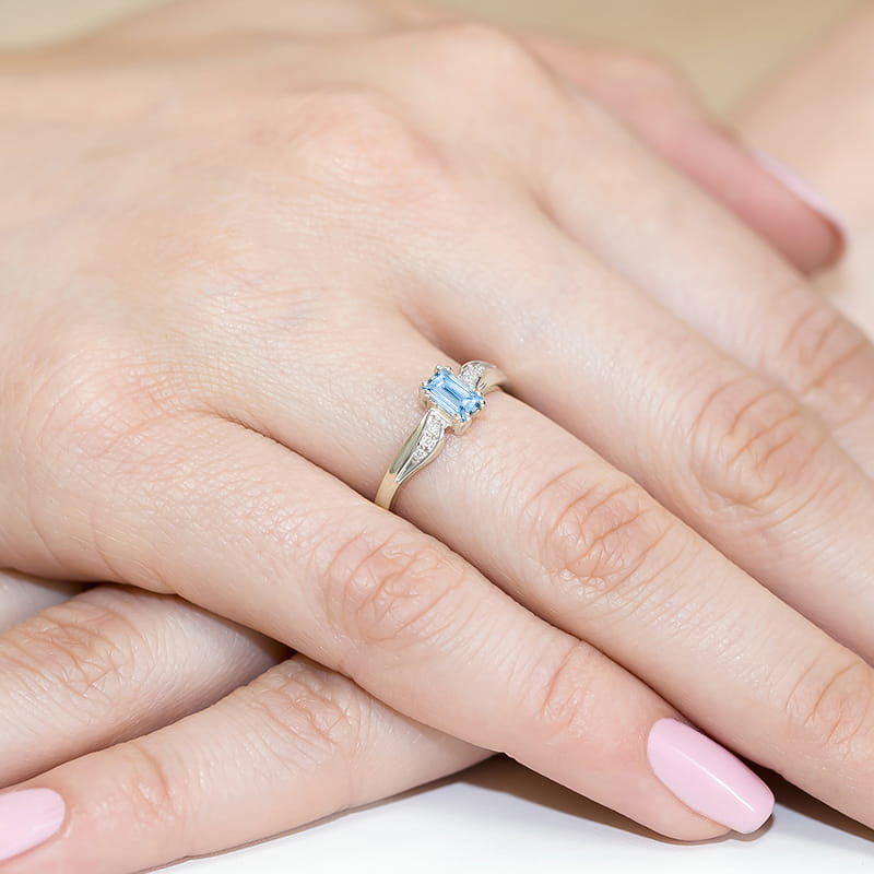 Inel Aur 14K cu Diamante Albastru de Laborator 0.53 ct