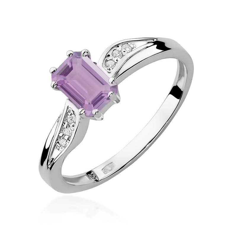 Inel Aur 9K cu Ametist 0.50 ct si Diamante Naturale 0.03 ct