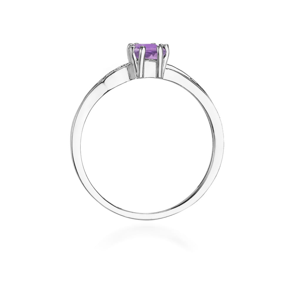 Inel Aur 9K cu Ametist 0.50 ct si Diamante Naturale 0.03 ct