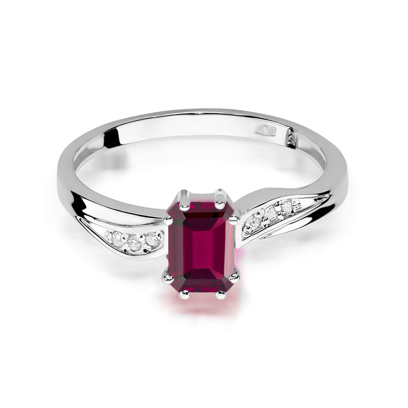 Inel Aur 9K cu Granat 0.70 ct si Diamante Naturale 0.03 ct