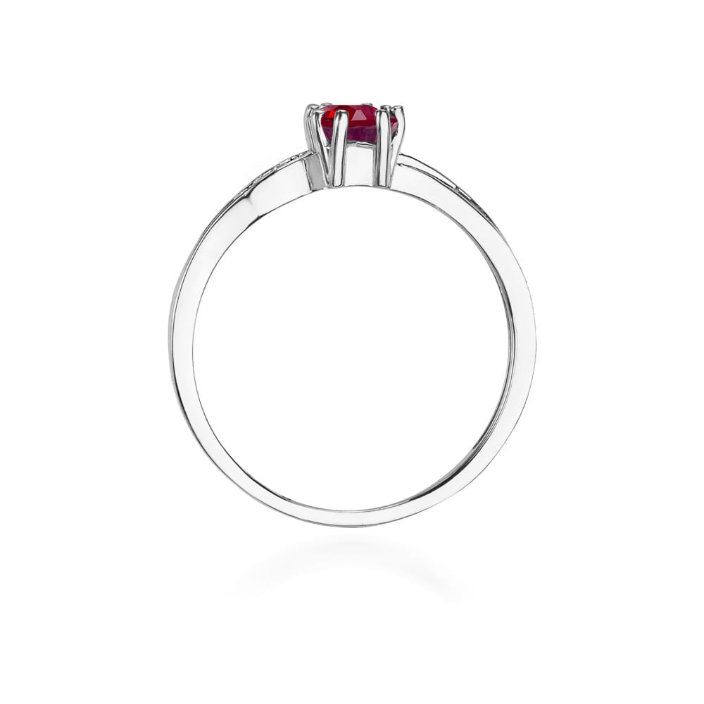 Inel Aur 9K cu Granat 0.70 ct si Diamante Naturale 0.03 ct