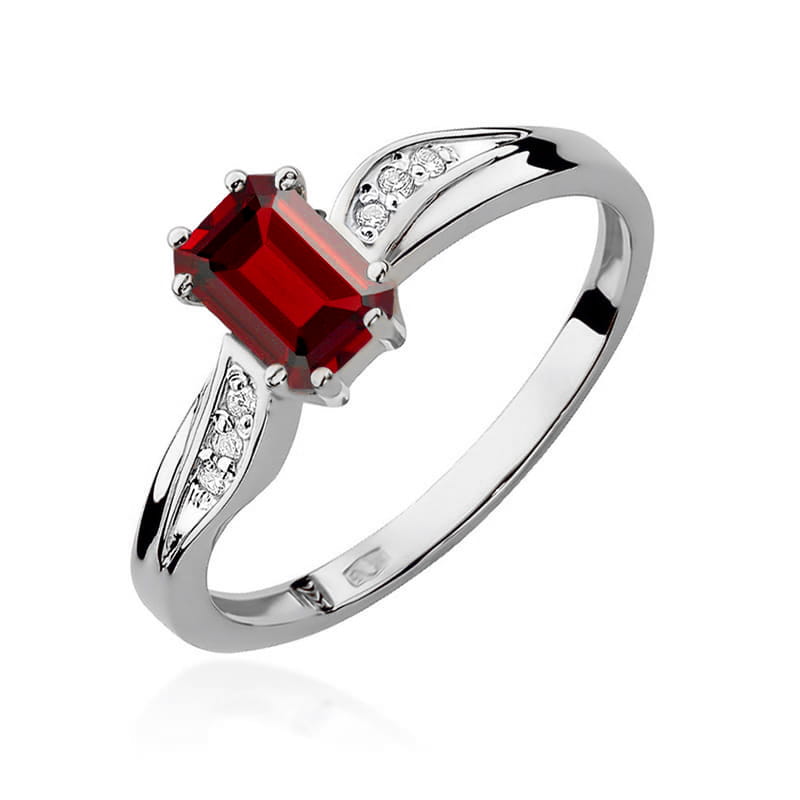 Inel Aur 9K cu Rubin 0.80 ct si Diamante Naturale 0.03 ct