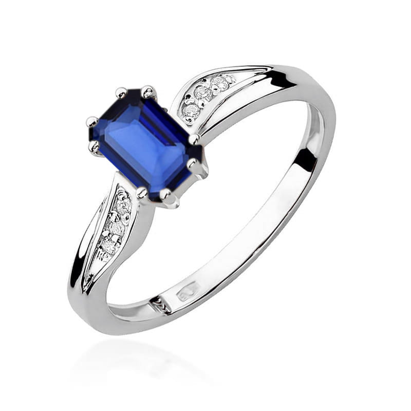 Inel Aur 9K cu Safir 0.60 ct si Diamante Naturale 0.03 ct