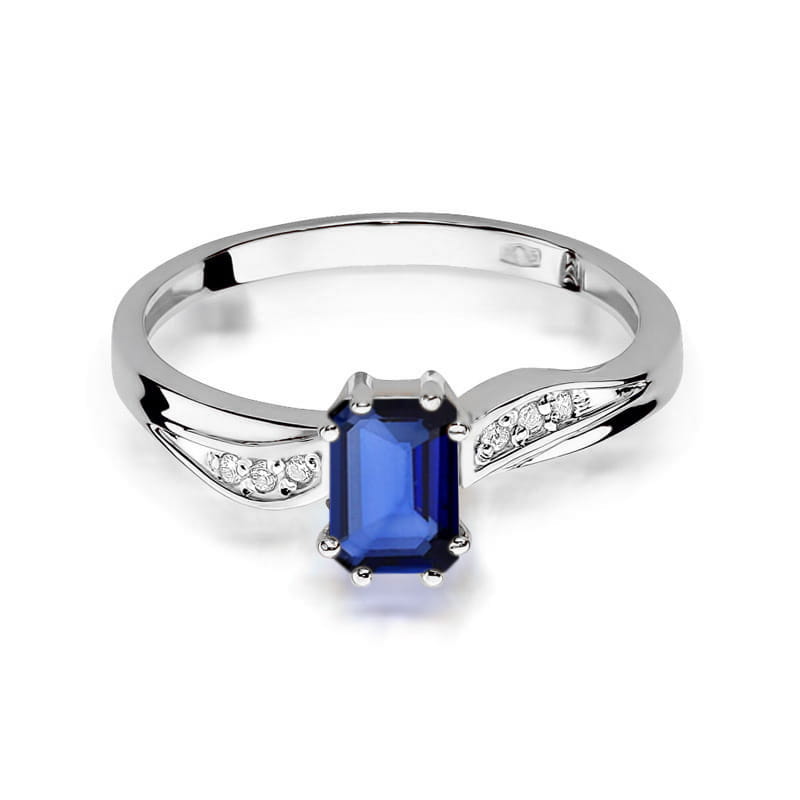 Inel Aur 9K cu Safir 0.60 ct si Diamante Naturale 0.03 ct