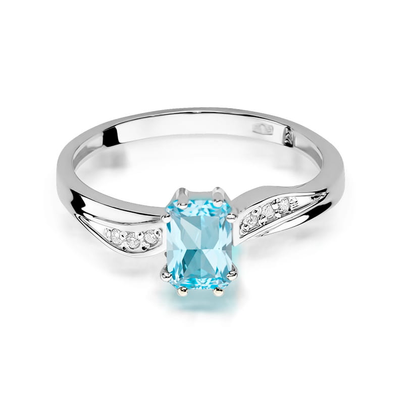Inel Aur 9K cu Topaz Swiss 0.65 ct si Diamante Naturale 0.03 ct