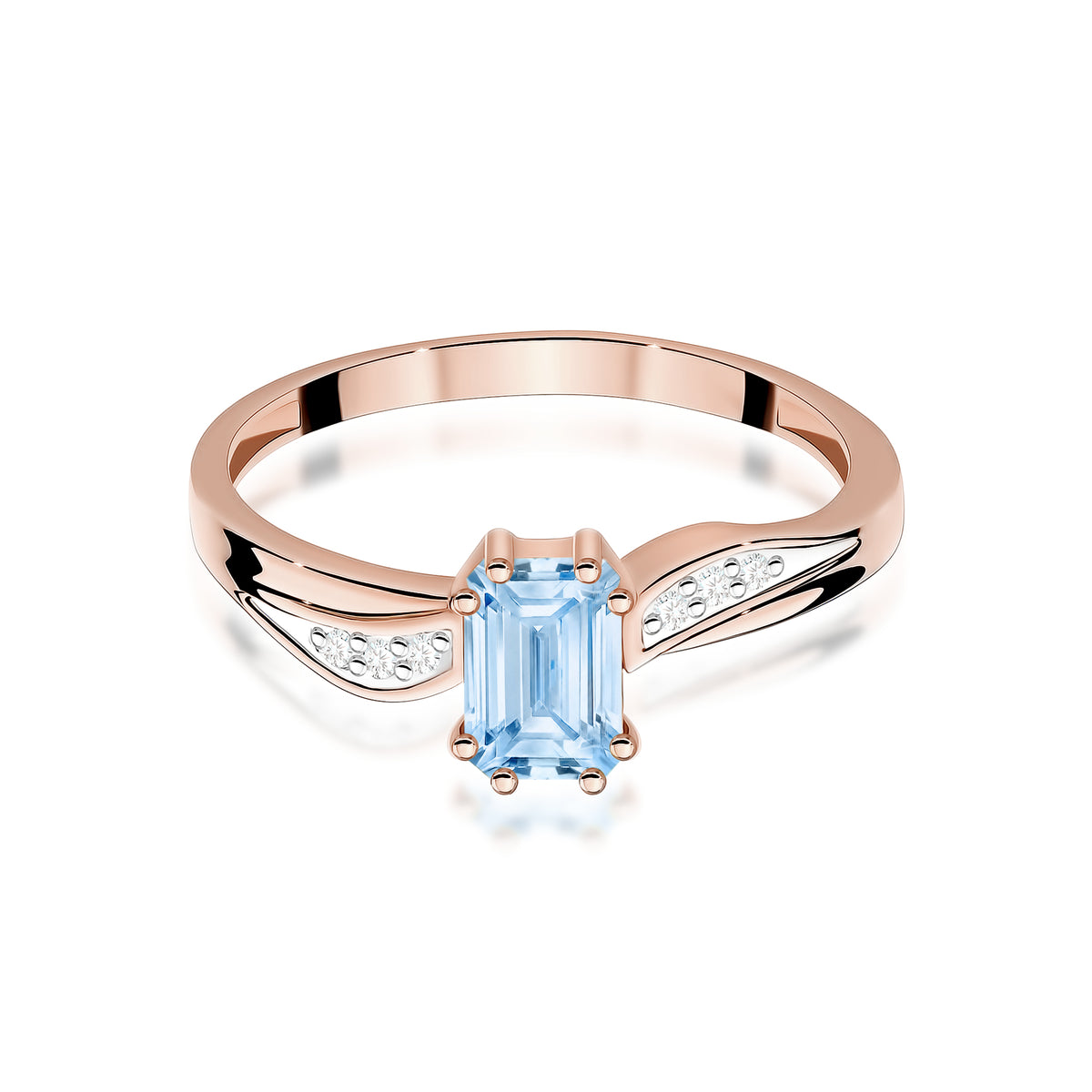Inel Aur 14K cu Diamante Albastru de Laborator 0.53 ct