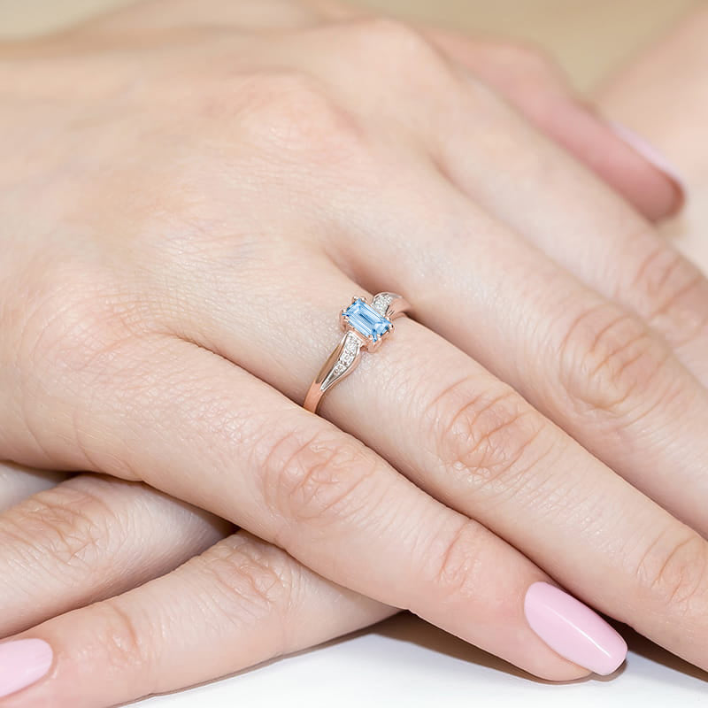 Inel Aur 14K cu Diamante Albastru de Laborator 0.53 ct