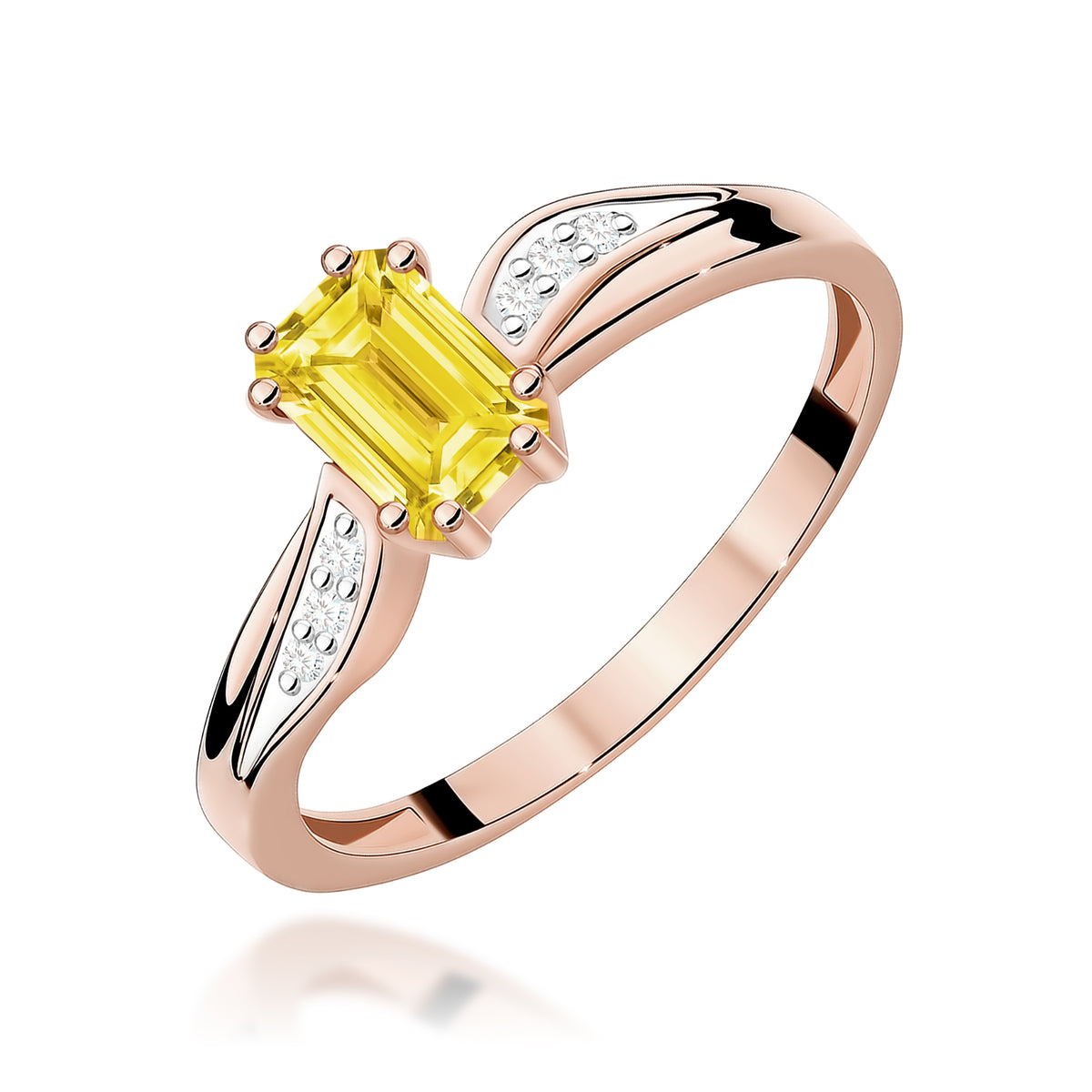 Inel Aur 14K cu Diamante Galben de Laborator 0.53 ct