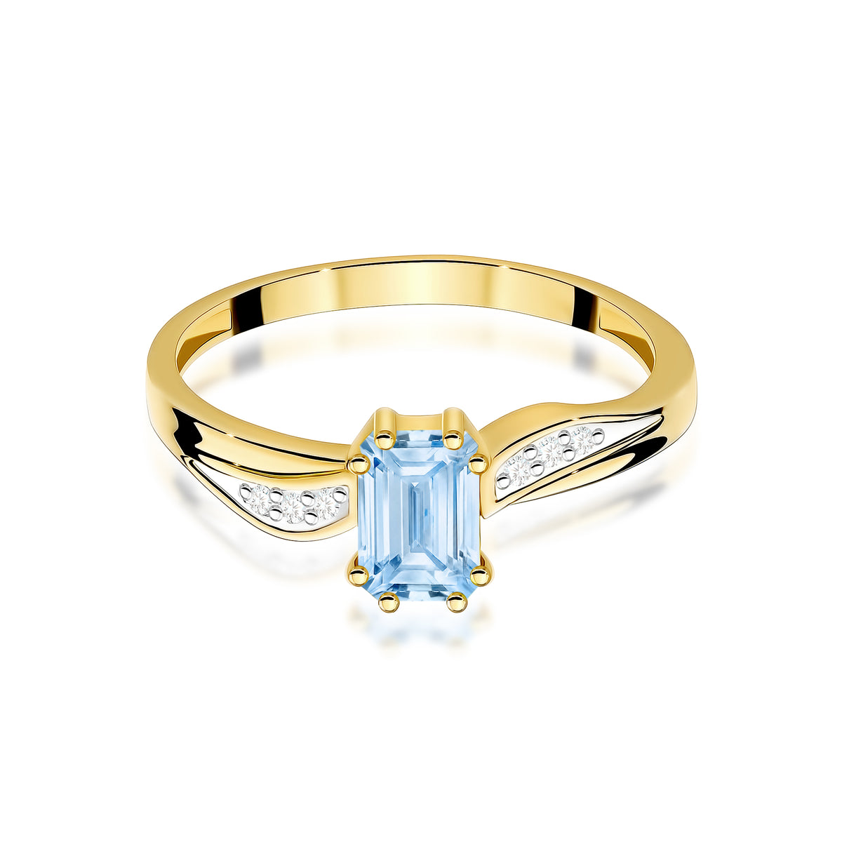 Inel Aur 14K cu Diamante Albastru de Laborator 0.53 ct