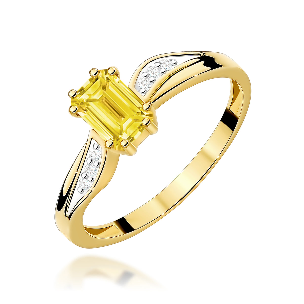 Inel Aur 14K cu Diamante Galben de Laborator 0.53 ct